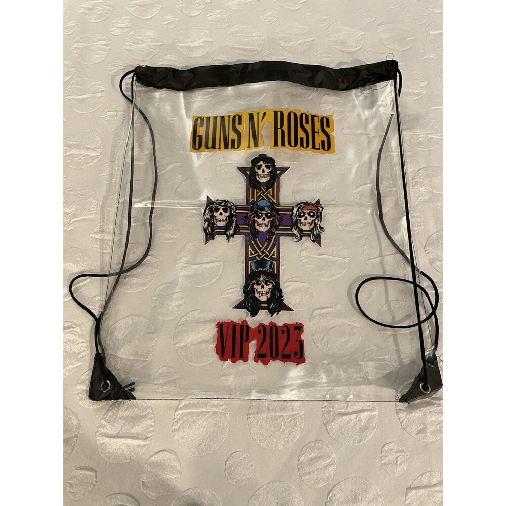 Guns N’ Roses VIP 2023 Tour Clear Drawstring Bag Official Concert Merchandise